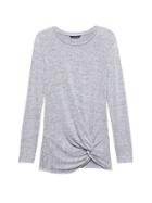 Banana Republic Womens Petite Luxespun Twist-front T-shirt Light Gray Size L
