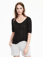 Banana Republic Long Sleeve Rib Knit Henley Size L - Black