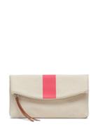 Banana Republic Womens Cotton Canvas Foldover Clutch Natural Canvas With Coral Pink Stripe Size One Size
