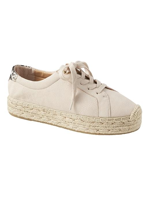 Banana Republic Womens Espadrille Sneaker Milk & Natural Leather Size 9