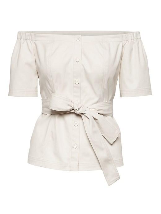 Banana Republic Womens Off-the-shoulder Top With Removable Belt White Size 12
