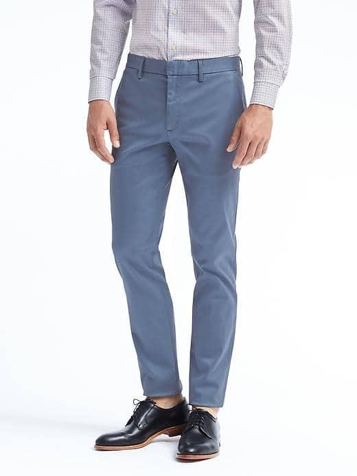 Banana Republic Mens Fulton Skinny Rapid Movement Chino - Blue Shadow