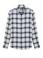 Banana Republic Mens New Slim-fit Crinkle Cotton Flannel Shirt Light Gray Size Xxs