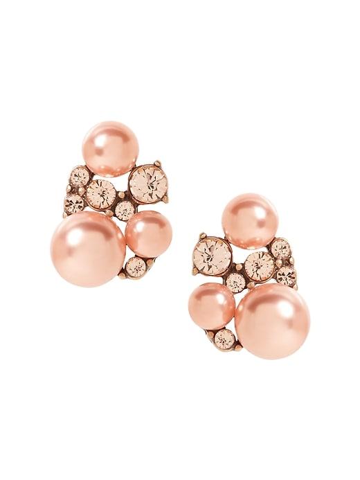 Banana Republic Womens Stone And Pearl Stud Earring Gold Size One Size