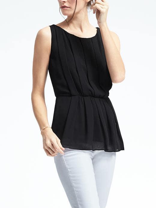 Banana Republic Womens Cinched Waist Pleated Top - Black