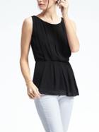 Banana Republic Womens Cinched Waist Pleated Top - Black