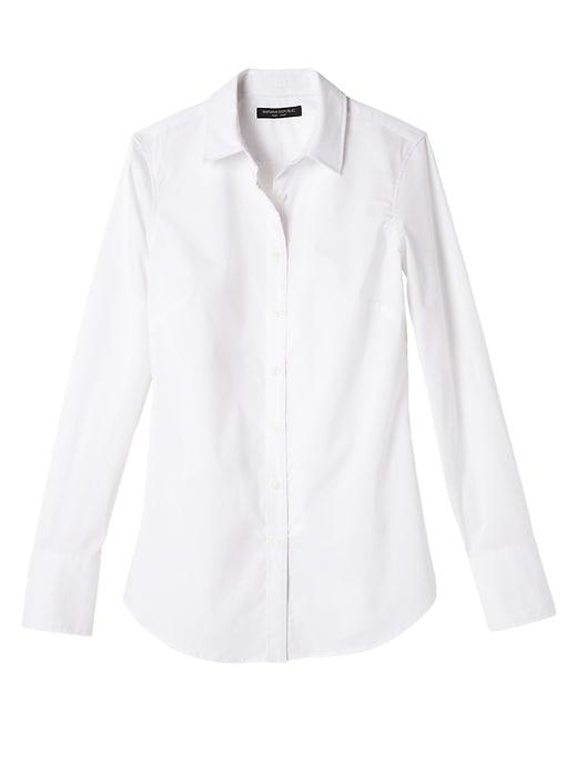 Banana Republic Womens Riley Tailored-fit Super-stretch Shirt Stain-resistant White Size 0