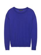 Banana Republic Womens Silk-cotton Pointelle Crew-neck Sweater Royal Blue Size M