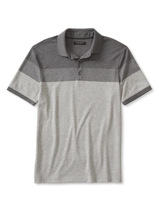 Banana Republic Mens Heathered Colorblock Polo Size L Tall - Jet Gray