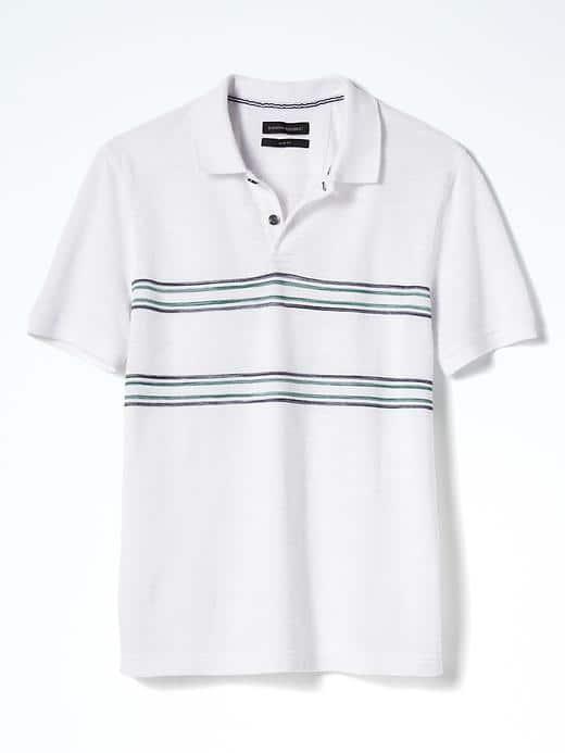 Banana Republic Mens Slim Pique Polo - White