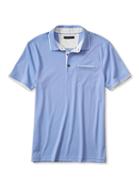 Banana Republic Mens Luxe Touch Piped Polo Size L Tall - Cool Water