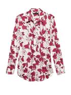 Banana Republic Womens Dillon Classic-fit Floral Soft Shirt Red Print Size L