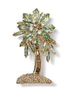 Banana Republic Womens Jeweled Palm Leaf Brooch Gold Size One Size