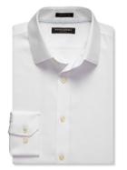 Banana Republic Mens Grant Fit Non Iron Birdseye Shirt Size L Tall - White