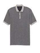 Banana Republic Mens Luxury-touch Jacquard Tipped Polo Shirt Heather Light Gray Size L