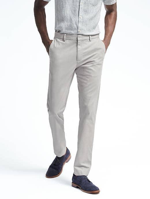 Banana Republic Mens Aiden Slim Chino - Gray Literature