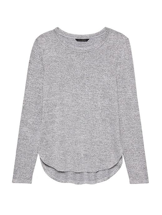 Banana Republic Womens Luxe Spun Curved Hem T-shirt Heather Gray Size Xs