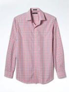 Banana Republic Mens Camden Fit Non Iron Plaid Shirt - Red Carnival