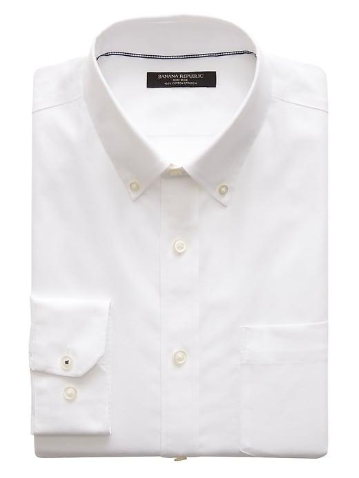 Banana Republic Mens Camden Standard-fit Non-iron Oxford Shirt White Size L