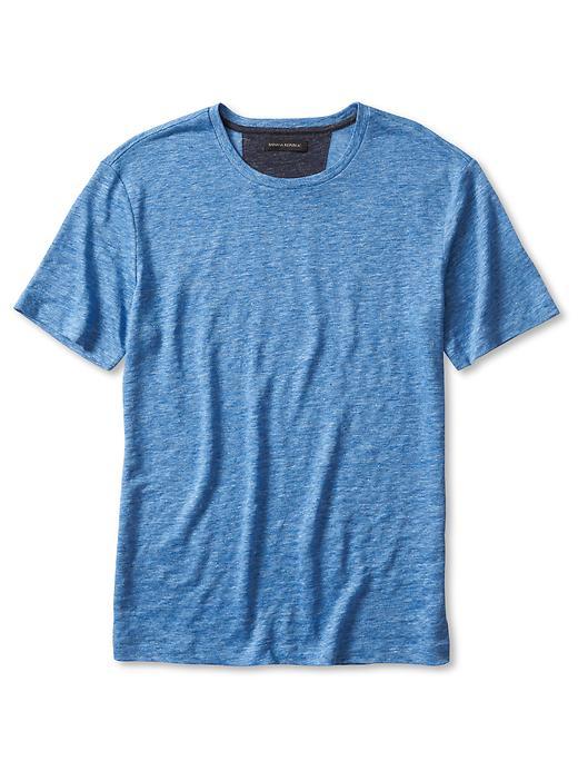 Banana Republic Mens Linen Crew Tee Size L Tall - Blue Dusk