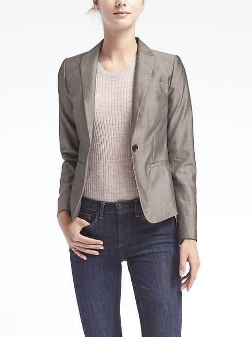 Banana Republic Classic Fit Sharkskin Blazer - Dark Gray