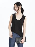 Banana Republic Womens Roll Cuff Cotton Modal Tank Size L - Black