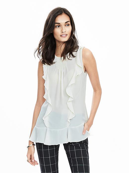 Banana Republic Womens Pintuck Ruffle Top Size L - Cocoon