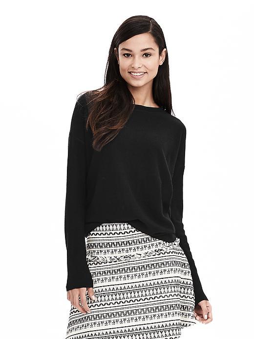 Banana Republic Tipped Italian Cashmere Blend Sweater Size L Petite - Black