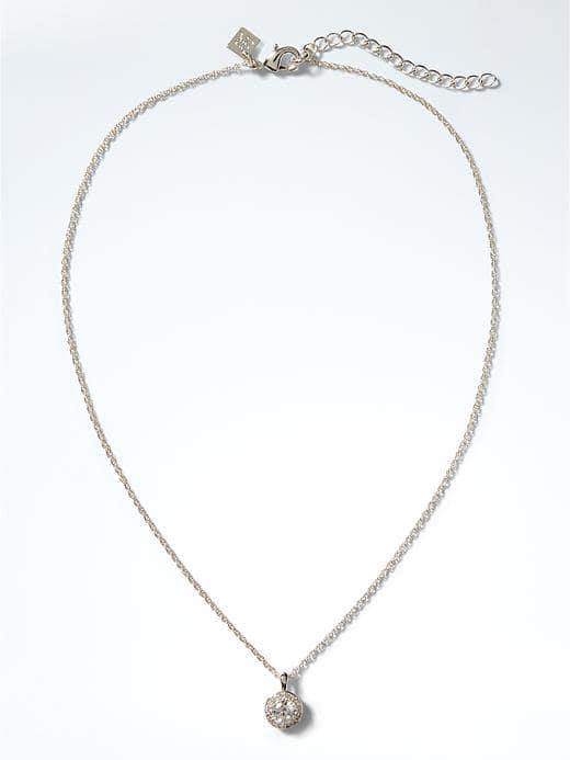 Banana Republic Cubic Zirconia Pendant Necklace - Silver