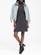 Banana Republic Womens Ribbed Cotton-blend Turtleneck Sweater Dress Dark Charcoal Gray Size L