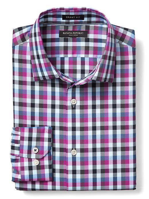 Banana Republic Mens Grant Fit Non Iron Large Check Shirt - Prestine Purple