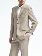 Banana Republic Mens Slim Solid Linen Suit Jacket - Khaki