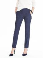 Banana Republic Womens Petite Ryan Slim Straight-fit Lightweight Wool Solid Pant Navy Size 2