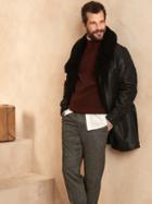 Shawl-collar Leather Coat