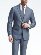 Banana Republic Mens Slim Solid Linen Suit Jacket - Light Blue