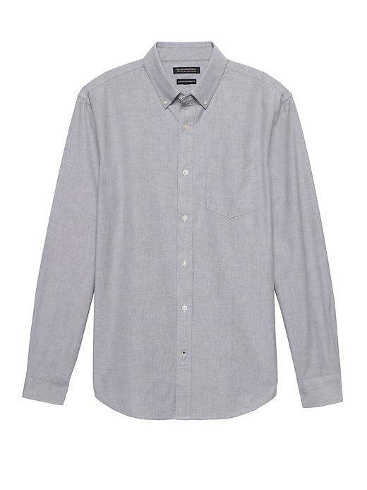 Banana Republic Mens Camden Standard-fit 100% Cotton Oxford Shirt Chrome Grey Size Xl