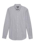 Banana Republic Mens Camden Standard-fit 100% Cotton Oxford Shirt Chrome Grey Size Xl