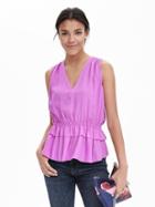 Banana Republic Womens Layered Ruffle Tank Size L - Neon Violet