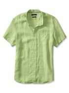 Banana Republic Mens Camden Fit Linen Short Sleeve Shirt Size L Tall - Bright Green