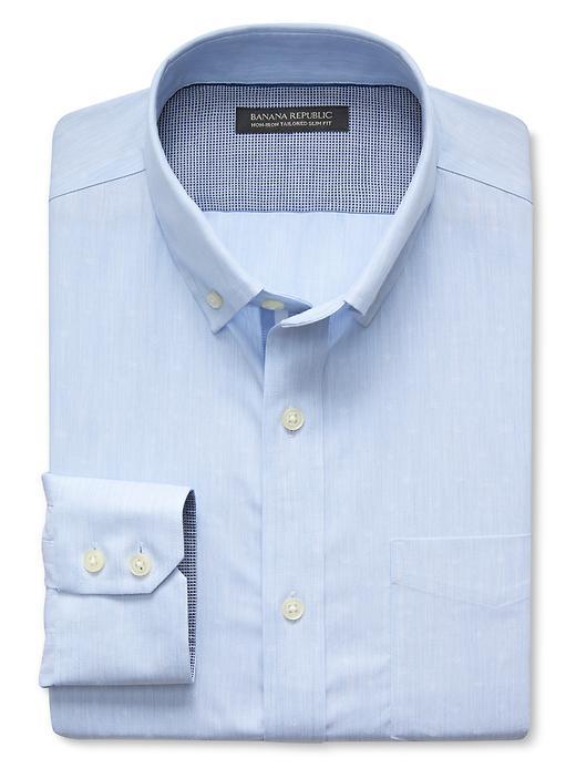 Banana Republic Mens Tailored Slim Fit Non Iron Diamond Shirt Size L Tall - Light Blue