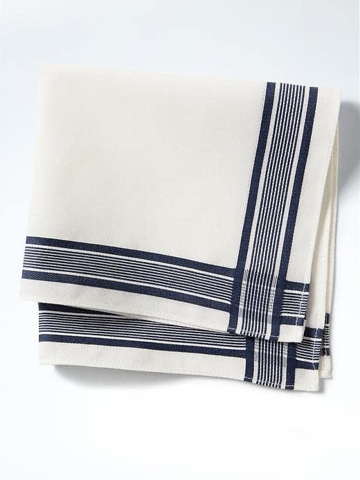 Banana Republic Mens Stripe Border Pocket Square - White