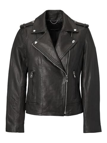 Banana Republic Womens Classic Leather Moto Jacket Black Size Xs