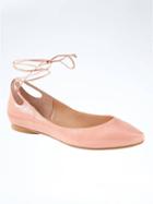 Banana Republic Almond Toe Lace Up Flat - Ballet Slipper Patent Leather