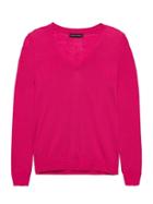 Banana Republic Womens Machine-washable Merino Wool Solid V-neck Sweater Raspberry Sorbet Pink Size Xl