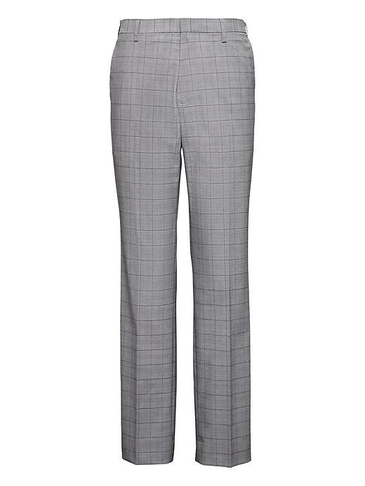 Banana Republic Mens Athletic Tapered Non-iron Stretch Cotton Plaid Pant Silver Gray Size 44w