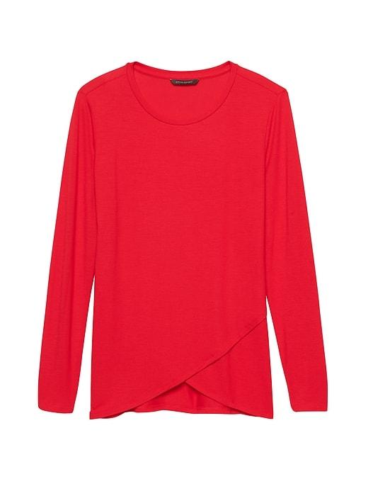 Banana Republic Womens Threadsoft Cross-front T-shirt Vamp Red Size Xs