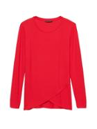 Banana Republic Womens Threadsoft Cross-front T-shirt Vamp Red Size Xs