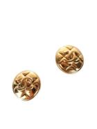 Banana Republic Womens Luxe Vintage Chanel Gold Quilted Round Earring - Gold