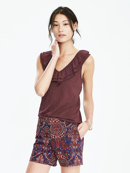 Banana Republic Womens Tiered Ruffle Neck Top Size L - Wine