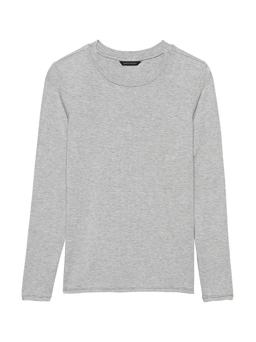 Banana Republic Womens Soft Stretch Crew-neck T-shirt Light Gray Size M